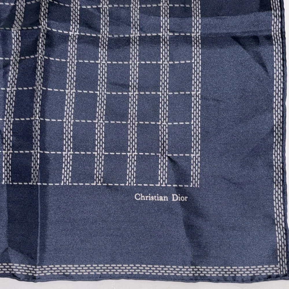 Christian Dior Navy Blue & White Scarf / Handkerchief LIKE NEW
